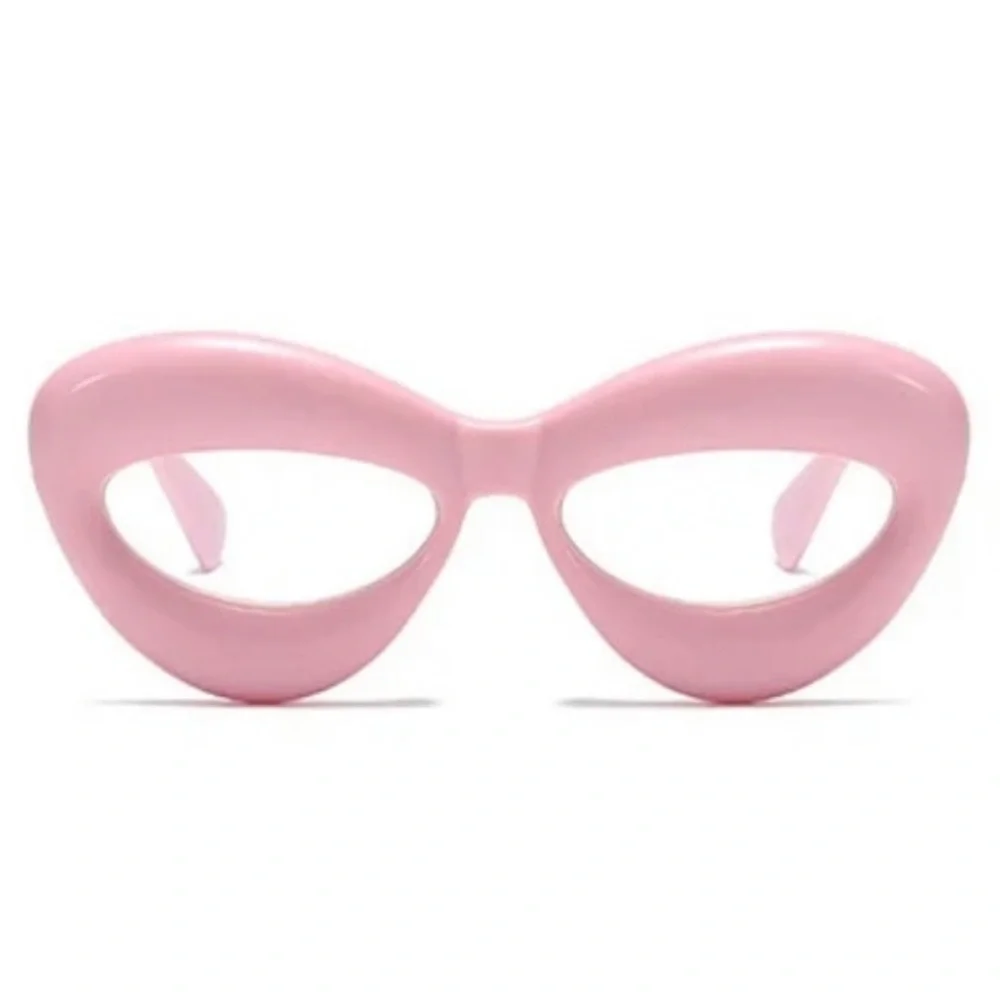PINK CANDY COLOR CLEAR‎ LENSE WIDE CATEYE FRAME BLUE LIGHT BLOCKING GLASSES